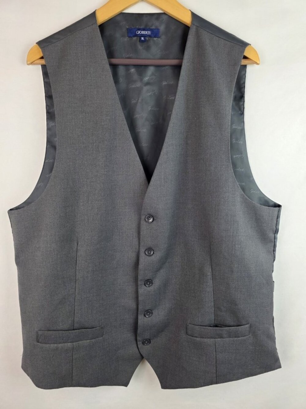 Gioberti Men's Vest Size XL Gray Button Down Sleeveless Suit Vest Top